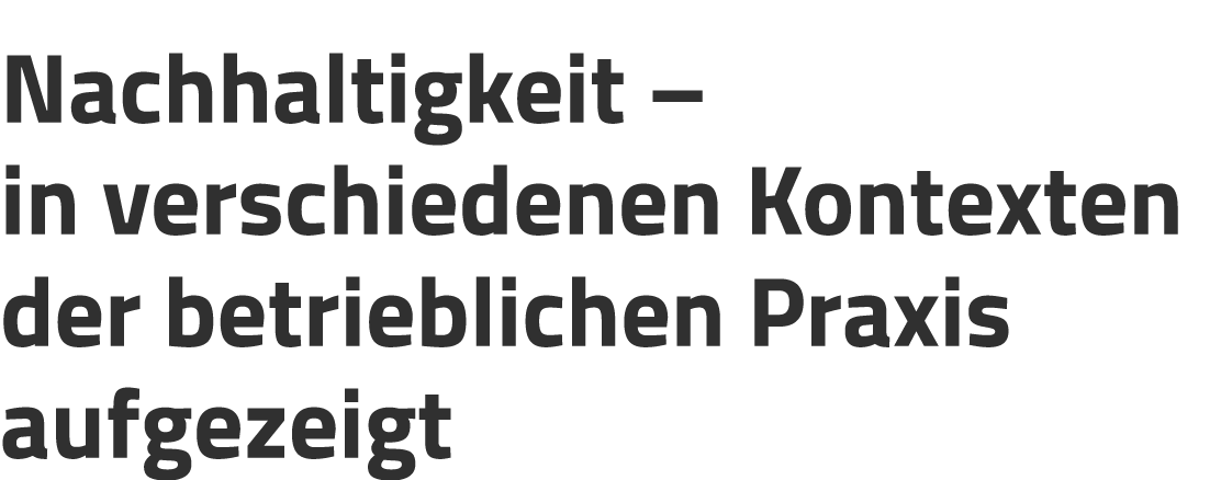 Nachhaltigkeit – in verschiedenen Kontexten der betrieblichen Praxis aufgezeigt